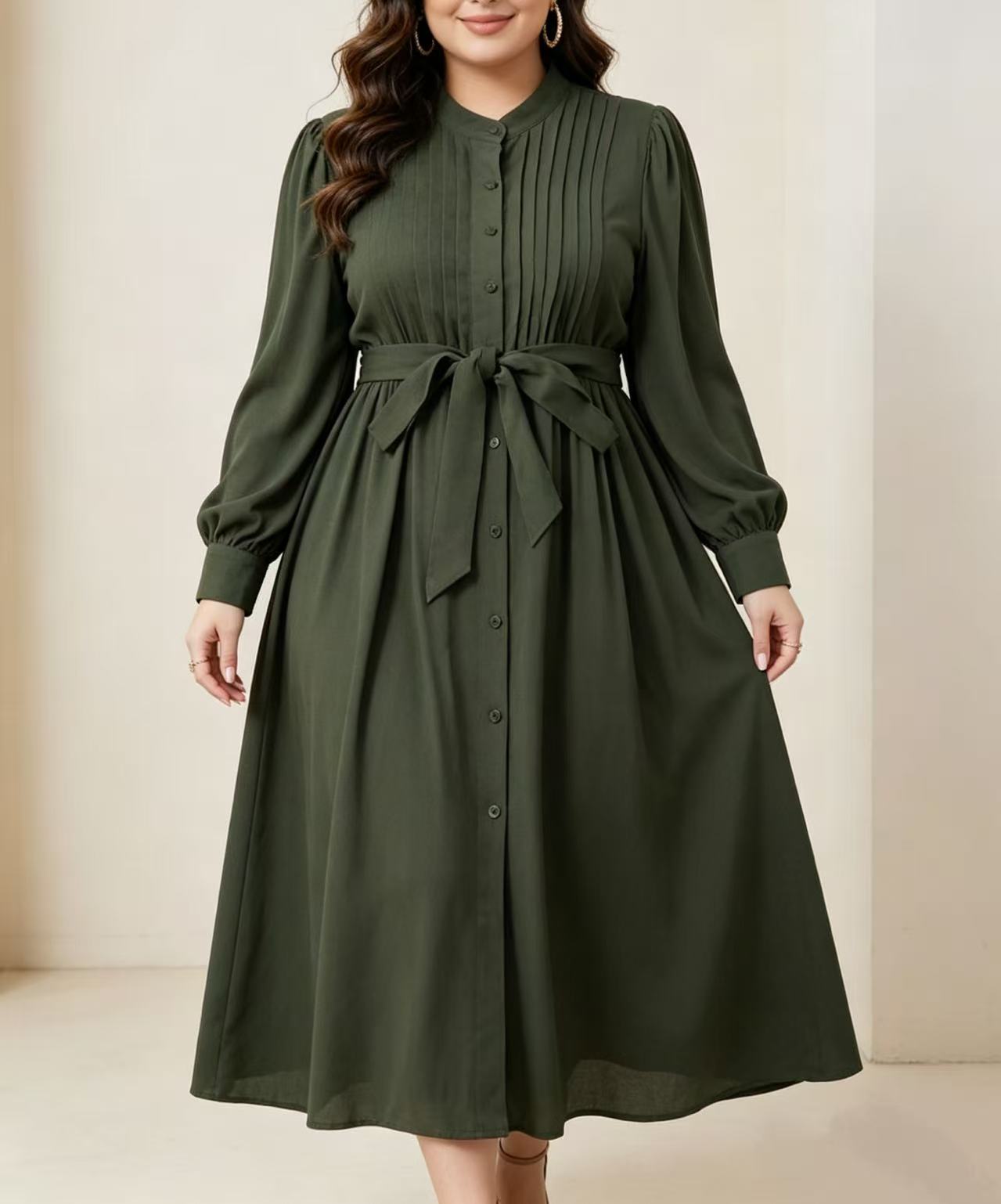 Corset Waist Cinch - Sukienka maxi w kolorze wojskowej zieleni