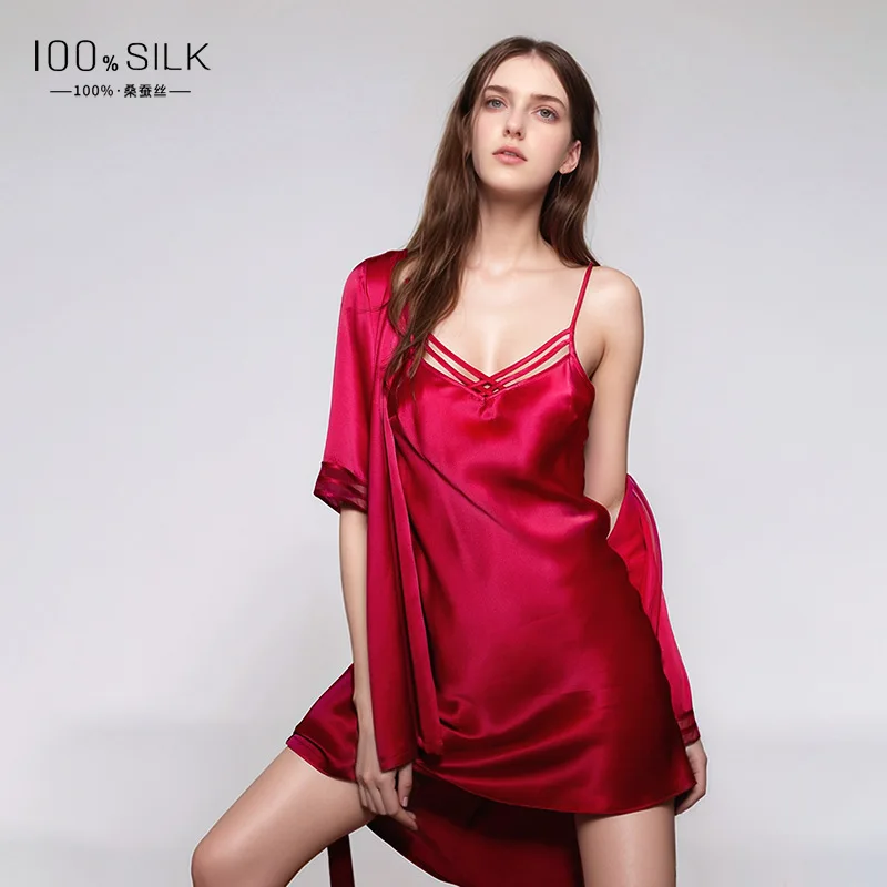 Robe Silk Women - 19MM 100% Jedwabna Szata Kimono 2-częściowy