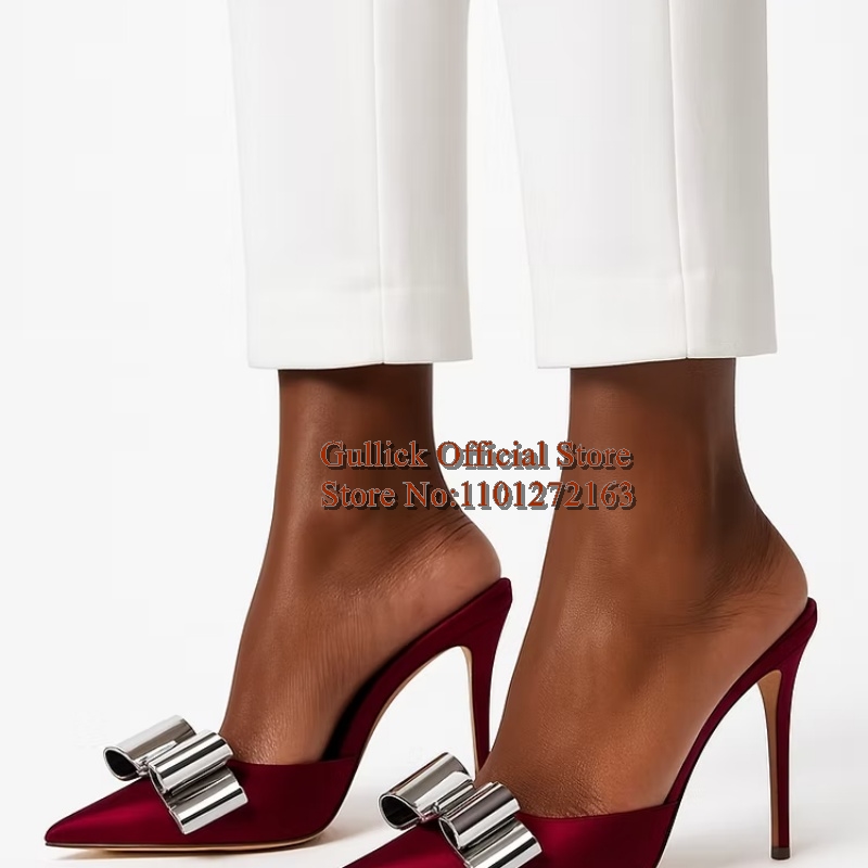 Slip Dress Satin - Metaliczne mule z satyny w kolorze