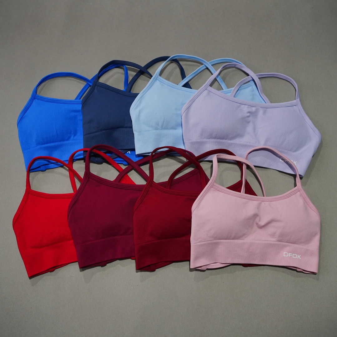 Push Up Bra Padded - Biustonosz sportowy DFDK z prążkowanym, bezszwowym