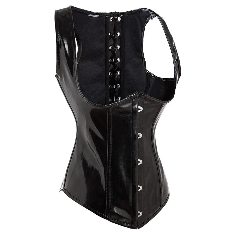 Czarny gorset ze skóry PU Goth – Corset Waist Cinch recenzja i cena