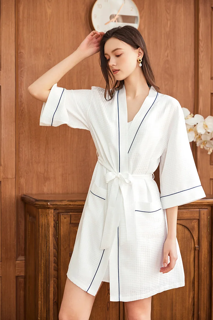 Żakardowy szlafrok wafelkowy z – Robe Silk Women recenzja i cena