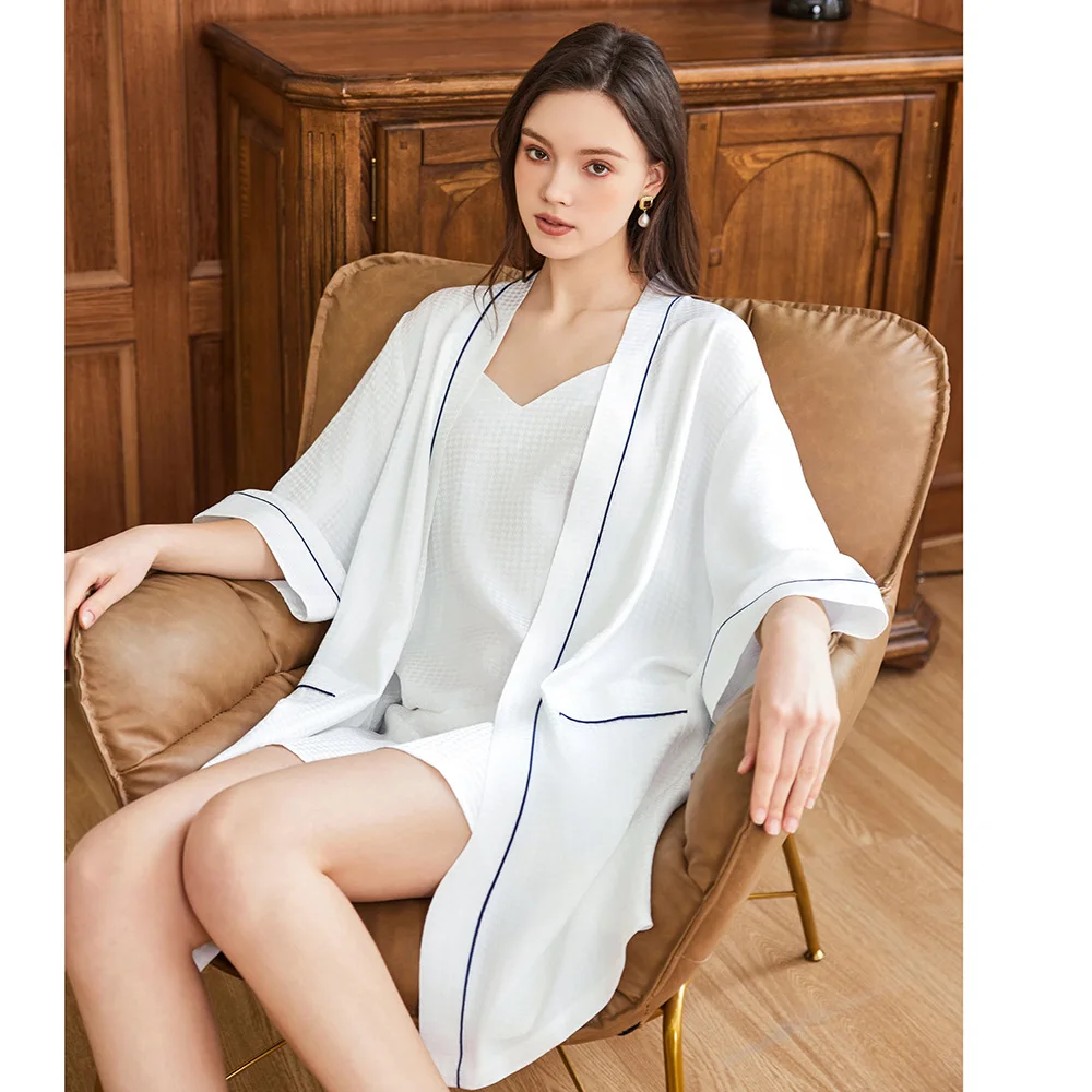 Żakardowy szlafrok wafelkowy z – Robe Silk Women recenzja i cena
